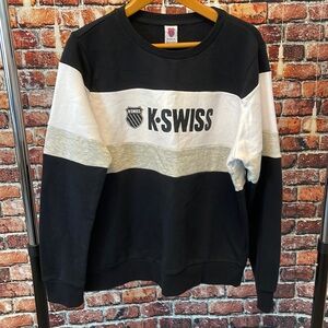 K Swiss women’s XL crewneck Colorblock sweatshirt pullover black white